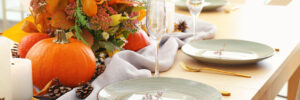 Beautiful table setting for Thanksgiving Day celebration in dining room